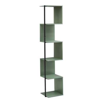miBasics 62" Bloomhaven Modern 6 Shelf Corner Bookcase Sage Green