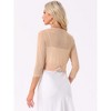 INSPIRE CHIC Women's 3/4 Sleeve Open Front Mesh Sheer Chiffon Bolero Shrug - 3 of 4