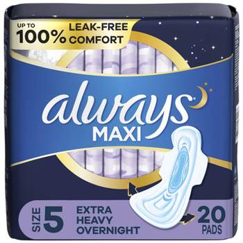 Always Maxi Pads Size 4 Overnight Absorbency 33 Count 4 Packs (132 total)