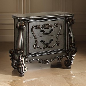 Royal Hampton Two Drawer Nightstand With Oversized Scrolled Legs In Antique Platinum Finish - 1 of 4