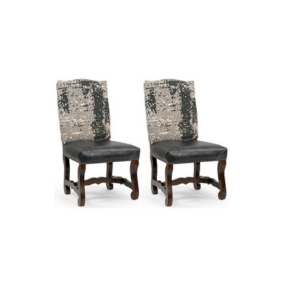 Taran Designs,Torrence Upholstered Solid Wood Dining Chairs (Set of 2)