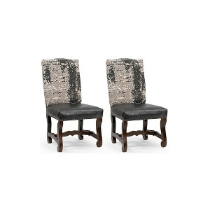 Taran Designs,Torrence Upholstered Solid Wood Dining Chairs (Set of 2) - 1 of 4