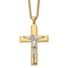 Chisel Stainless Steel Polished Yellow IP-plated Crucifix Pendant on a 24" Curb Chain Necklace - 2 of 2