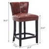 BABYYER Leather Bar Stools, 26" Wooden Barstools Set of 2, 360°  Swivel Counter Height Chairs with Nail-Head Trim for Kitchen Island - 4 of 4