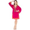 HAPPY BAY Women's Summer Vacation Mini Beachwear Swim Suit Short Beach Dress Bikini Swimsuit Cover ups for Women Medium-Large Pink Solid - 3 of 3