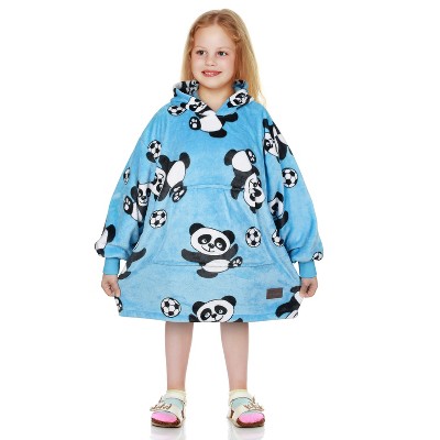 Tirrinia Oversized Hoodie Blanket Sweatshirt for Kids, Wearable Cute Patterns fleece Pullover, as Warm & Funny Gifts, Children's Day gift ideas