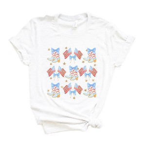 Simply Sage Market Women's Coquette Patriotic Cowgirl Boots Chart Short Sleeve Graphic Tee - 1 of 4