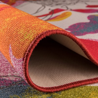 Floral Elegance Multi-Color Synthetic Tufted Area Rug - 3'3"x5'