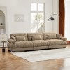 130" Modular Extra Large Camel Velvet 3-Seater Sofa,Cloud-Like Oversized Couch with Deep Seat & Pillows for Modern Living Room-Baofuwish - 2 of 4