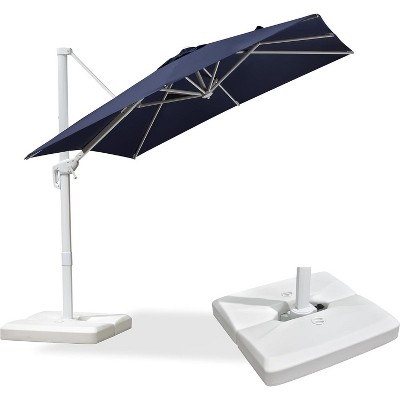 PURPLE LEAF Patio Umbrella White Cantilever Offset Umbrella Square Outdoor Umbrella with 360-degree Rotation for Garden Deck Pool