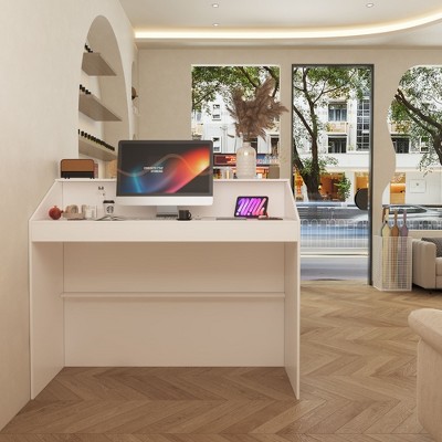 Famapy White Reception Desk Modern Style Lightweight