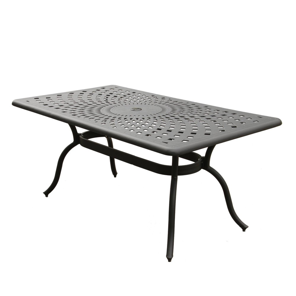 Photos - Coffee Table 67" Modern Mesh Aluminum Rectangle Patio Dining Table - Black - Oakland Li