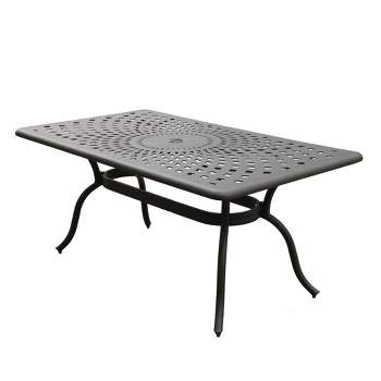 67" Modern Mesh Aluminum Rectangle Patio Dining Table - Black - Oakland Living: UV-Resistant, Weatherproof, Indoor/Outdoor Use, Easy Maintenance