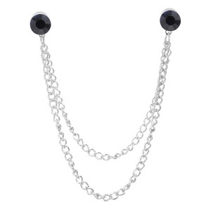 Unique Bargains Bouquet Coat Round Rhinestone Hanging Tassel Chain Lapel Suit Brooch Pins 1 Pc - 1 of 4
