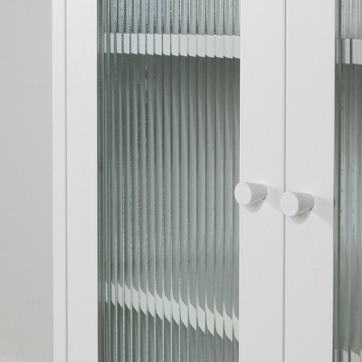 White Contemporary Glass Door Accent Cabinet with Adjustable Shelves