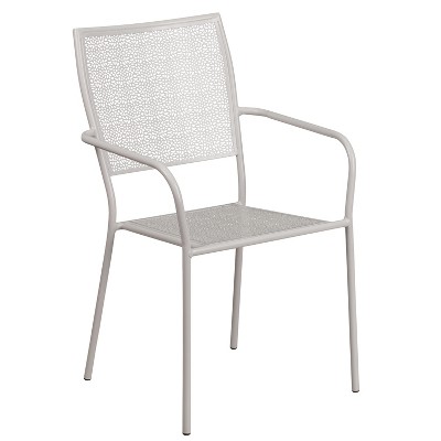 Flash Furniture Commercial Grade Indoor-Outdoor Steel Patio Arm Chair with Square Back