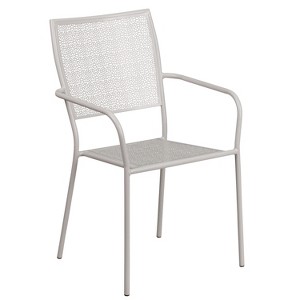 Flash Furniture Commercial Grade Indoor-Outdoor Steel Patio Arm Chair with Square Back - 1 of 4