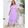 Plus Size Summer Dress for Women Square Neck Casual Boho A Line Maxi Dress - 2 of 4