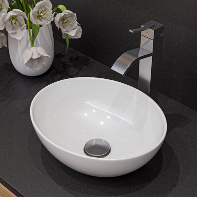 ALFI ABC913 White 16inches Egg Shape Above Mount Ceramic Sink