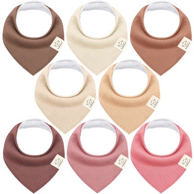 8pk Organic Quin Bandana Bibs, Baby Bibs for Drooling and Teething, Cotton Drool Bibs for Baby Girl, Baby Boy