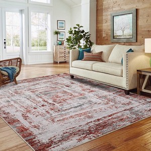 Machine Washable Abstract Striped Area Rug Soft Modern Indoor Rugs For Bedroom Low Pile Non Slip Foldable Floor Mats For Living Room - 1 of 4