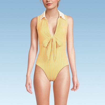 Lands' End Women's Polo One High Leg Piece Swimsuit
