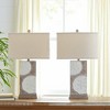 HomeRoots Set of Two 28" Brown And White Coastal Sand Dollar USB Table Lamp With Tan Shade - 2 of 4