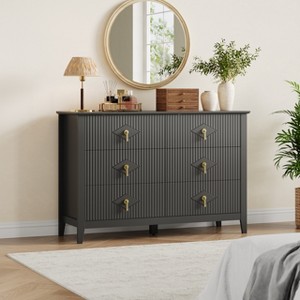 6-Drawer Dresser, Modern Wooden Bedroom Chest of Drawers With Storage Drawers, Farmhouse Style TV Stand for Living Room, Bedroom, Hallway - 1 of 4