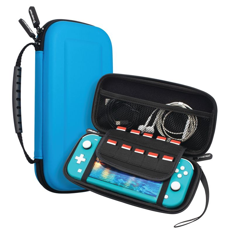 Insten Raised Carrying Case with 10 Game Slots Holder for Nintendo Switch Lite - Portable & Protective Travel Cover Accessories, Blue, 1 of 10