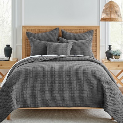 Charcoal Cotton Waffle Euro Sham Set of 2