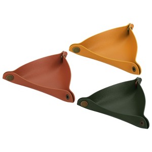 Unique Bargains Decorative Catchall Holder Leather Valet Tray for Jewelry Key Coin 3 Pcs - 1 of 4