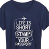 Women's - Instant Message - Life Is Short; Stamp Your Passport Short Sleeve Graphic T-Shirt - 2 of 4