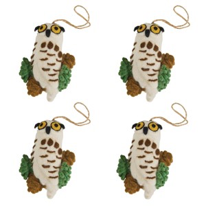 Park Designs Owl Brown Felt Ornament Pack Of 4 - 1 of 4