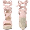 Perphy Women's Solid Color Lace Up Strappy Peep Toe Espadrilles Wedge Heels Sandals - 2 of 4