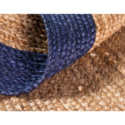 Handmade Round Natural Jute and Cotton Area Rug