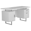 Vynxaria Modern 2-Drawer Computer Desk - White High Gloss Finish, Metal Legs, Legal/Letter-Size File Storage - 3 of 4
