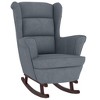 vidaXL Rocking Chair with Solid Wood Rubber Legs Dark Gray Velvet - 2 of 4
