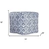 HomeRoots 18" Blue and White Upholstered Floral Pouf Ottoman - 3 of 4