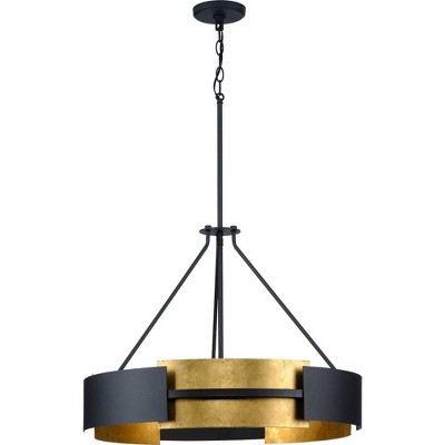 Lowery 26" Black and Gold Drum Pendant Light