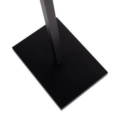 Arturo Black Wood and Steel Floor Lamp with Rattan Shade