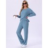 INSPIRE CHIC Womens Ribbed Knit Fuzzy Pajamas Long Sleeve Top and Pants Outfits Lounge Sets - 2 of 4
