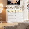 Modern 6-Drawer Dresser with LED Lights & Charging Station - Spacious Storage Cabinet for Bedroom, Living Room, or Hallway. - 3 of 4