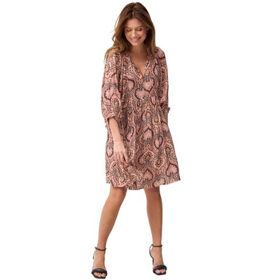 ellos Plus Size Crinkle Keyhole Empire Dress