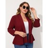Whizmax Women Plus Size Casual Blazer Open Front Long Sleeve Work Office Cardigan Jackets,wine red,XL - 4 of 4