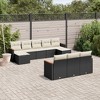 vidaXL 11 Piece Patio Sofa Set with Cushions Poly Rattan - Black and Cream Without Table - 2 of 4