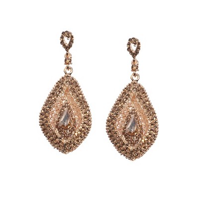 SOHI Women's Amber Brown Rhinestone Pear Drop Earrings