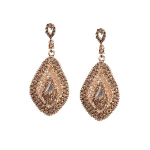 SOHI Women's Amber Brown Rhinestone Pear Drop Earrings - 1 of 4