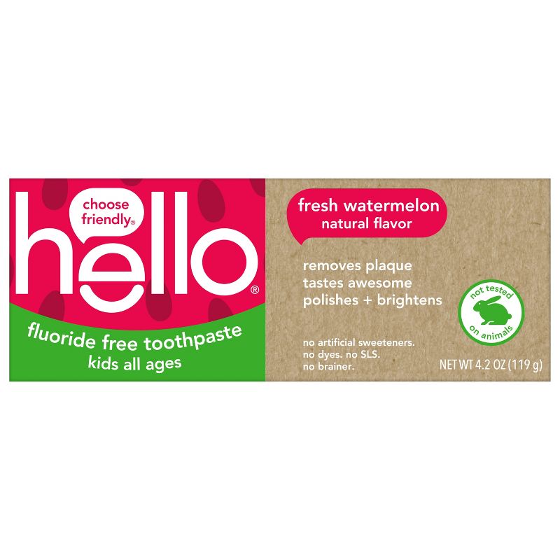hello Kids&#39; Natural Watermelon Fluoride-Free, SLS-Free and Vegan Toothpaste - 4.2oz, 3 of 10