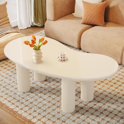 Tribesigns 46.46" White Cloud Coffee Table, Modern Cream Coffee Table