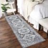 Washable Vintage Oriental Rug Non Slip Low Pile Rug Soft Throw Floor Cover Retro Medallion Foldable Indoor Carpet for Living Room Bedroom Playroom - 4 of 4